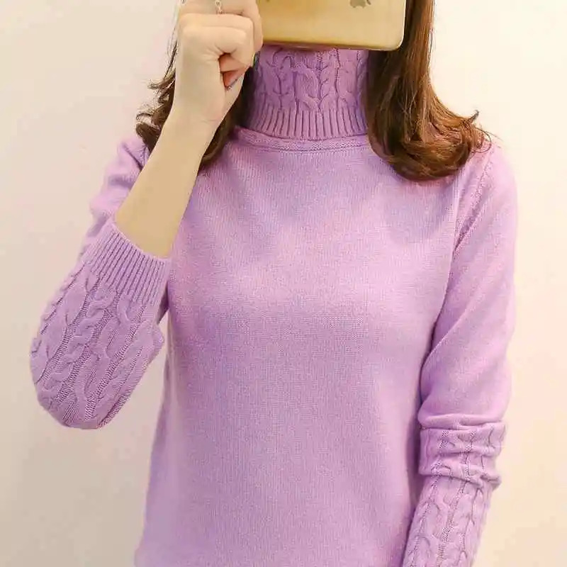 Women Sweater Turtleneck Pullovers Autumn Winter Sweaters 2025 Long Sleeves Thick Warm Female Sweater Khaki 251027