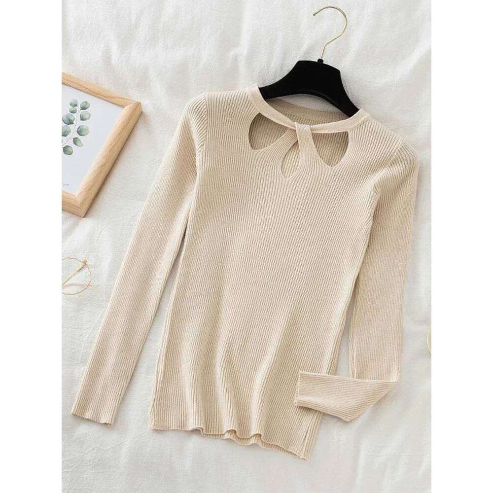 2025 Fashion Hollow Out Sweaters Autumn Winter Tops Slim Women Pullover Knitted Sweater Basic Solid Jumper Soft Warm Pull Designer Sweater Women Women