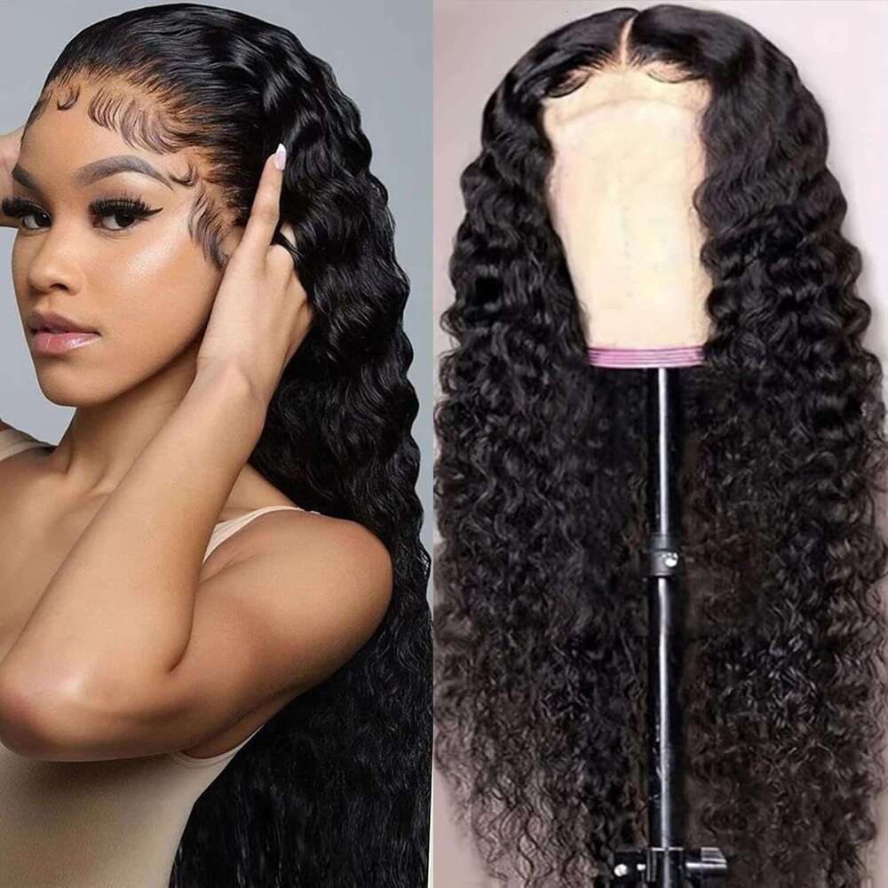 Wigs Human Hair Plucked Pre Cut Jerry Curlys Wear And Go Glueless Lace Closure Wig Natural Color