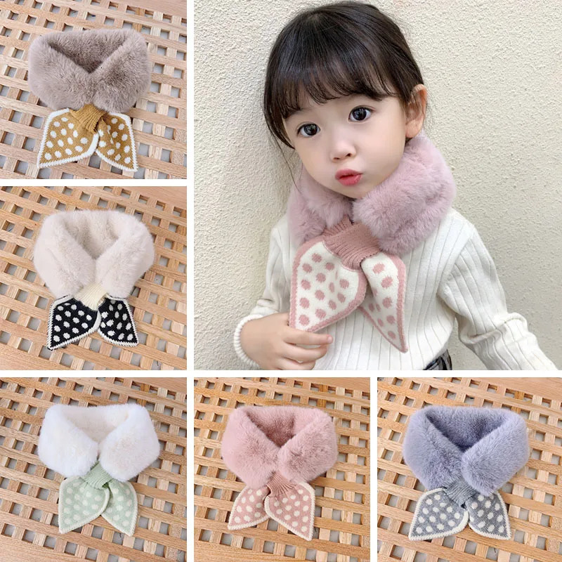 Korean Sweet Baby Scarf Rabbit Fur Winter Thick Warm Neckerchief for Princess Girl Outdoor AntiCold Kids Neck Cover 251027
