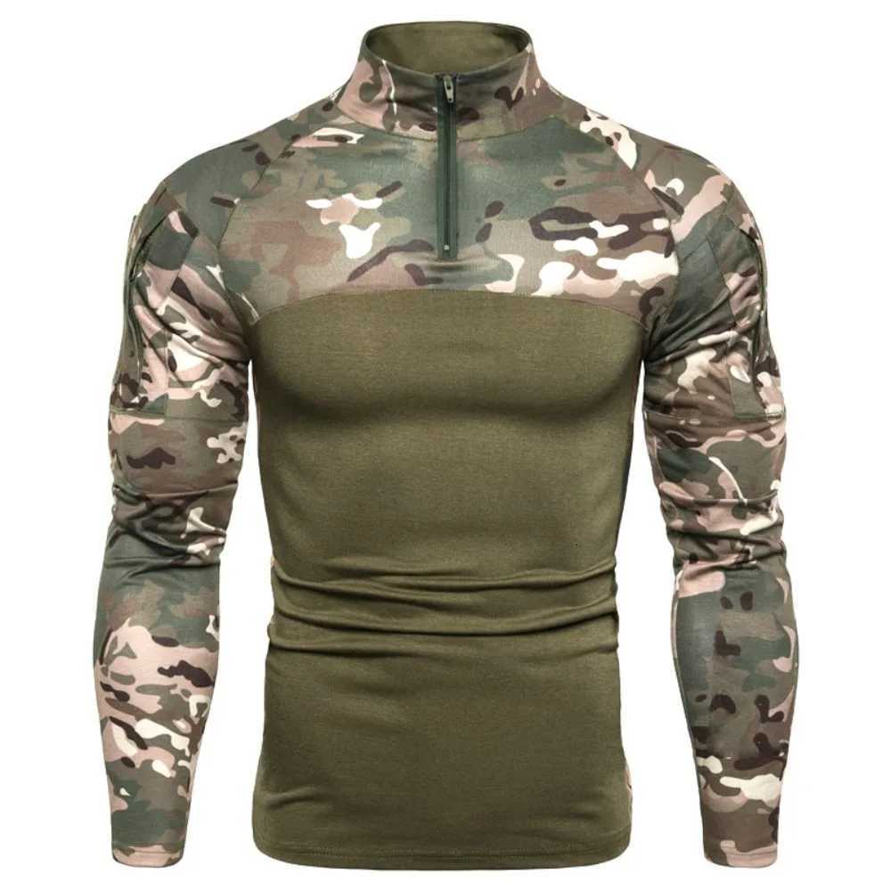 Mens Tactical Sweatshirt Outdoor Hoodies Men Spring Fall Long Sleeve Pullovers Lightweight Stand Collar Slim Fit Sweatshirts W251027