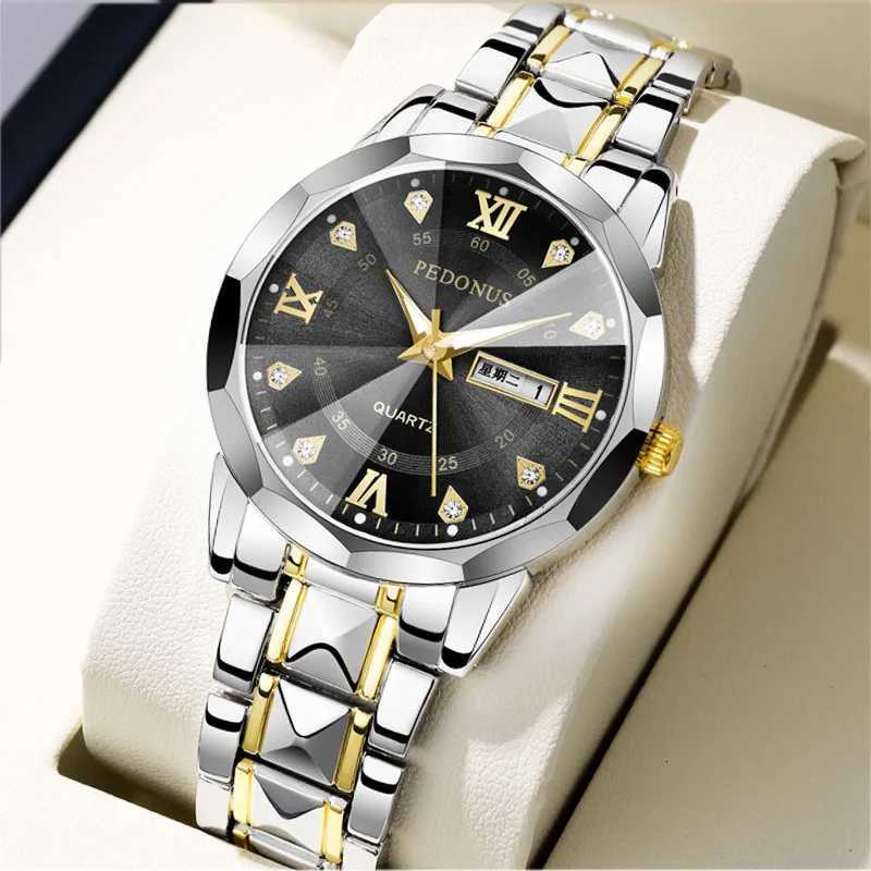 Top Brand Watch Mens Trendy Business High Quality Steel Belt Chinese English Dual Calendar MaleFashion Quartz WristwatchesT251027