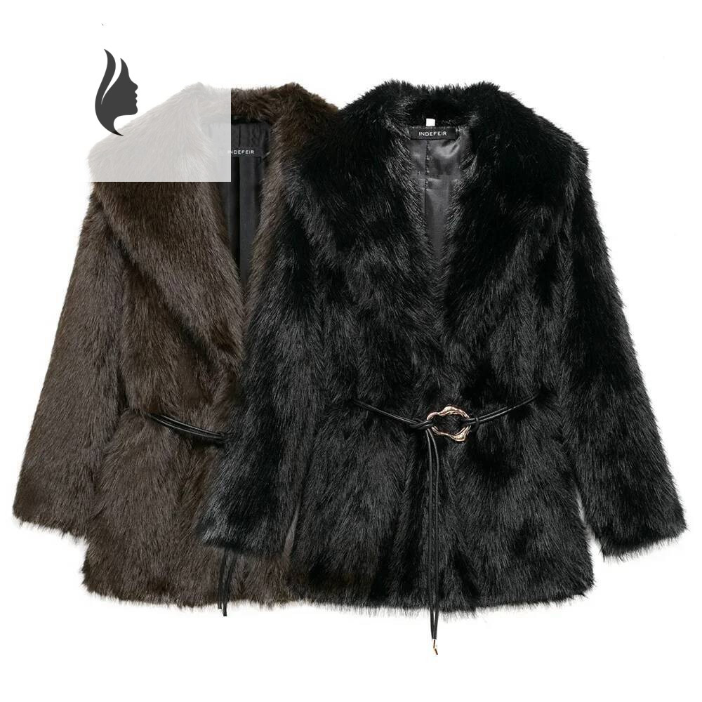 winter jacket women Women's Belt Decoration Collar Solid Color Medium Autumn/Winter New Long Sleeve Loose Coat