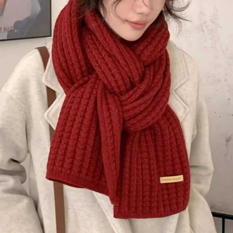 Thickening Warm Knitting Scarf Men Wen Neck Cover Riding Bibwinter Thermal Neck Warmer Skiing Scarf Christmas Gift Red ScarvesW251027