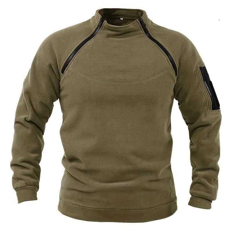 Mens Tactical Pullover Casual Military Sweatshirt Fleece Jacket Standing Collar Pullover Solid Color Sweater Windproof Clothes W251027