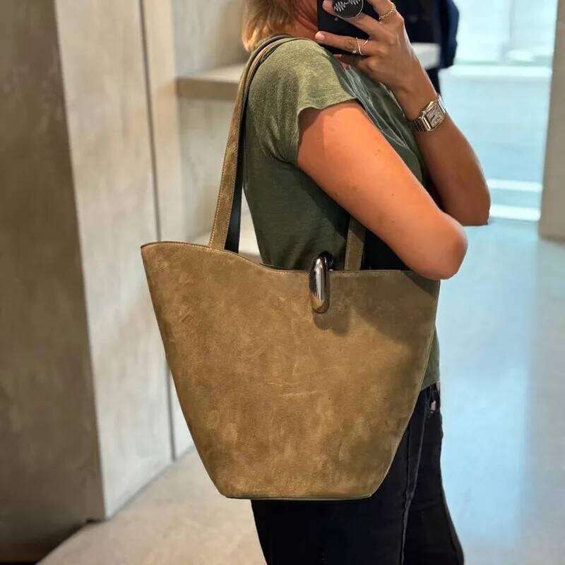 Top Women's Leather High-End Nubuck Suede Handbag Commuter Shoulder Crossbody Bag Niche Design Sense 2025 New