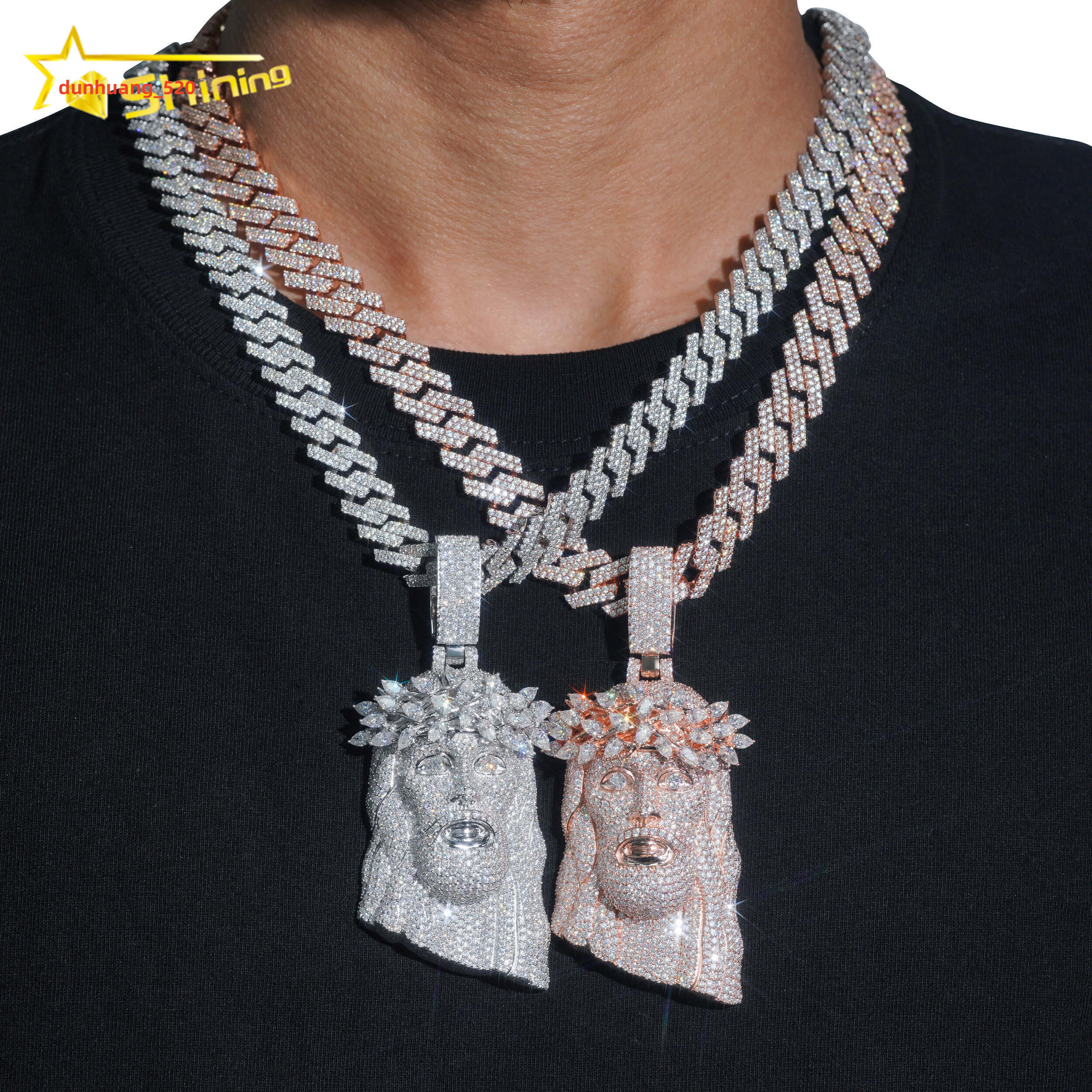 Custom Luxury 925 Sterling Silver Jesus Head Design Wholesale Price Vvs Lab Moissanite Diamond Iced Out Pendant