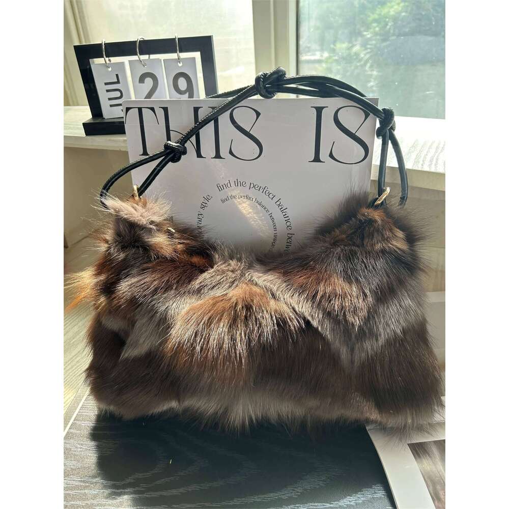 Winter Women's Fashion Handbag Ladies Purses Women Shoulder Bag Real Sier Fox Fur Messenger Bags