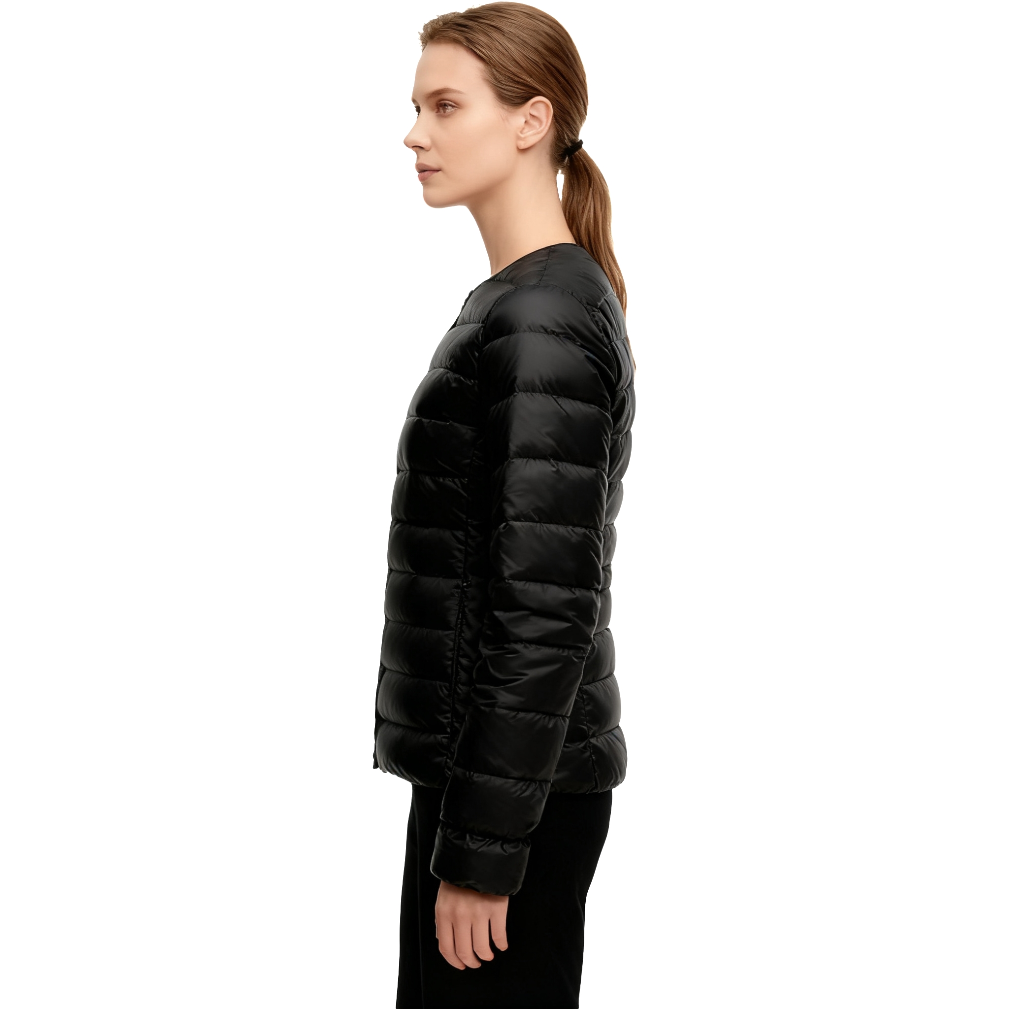 Women's Down & Parkas Minimalist Womens Solid Color Long Sleeve Down Jacket with Rounded Collar Perfect for Fall Winter