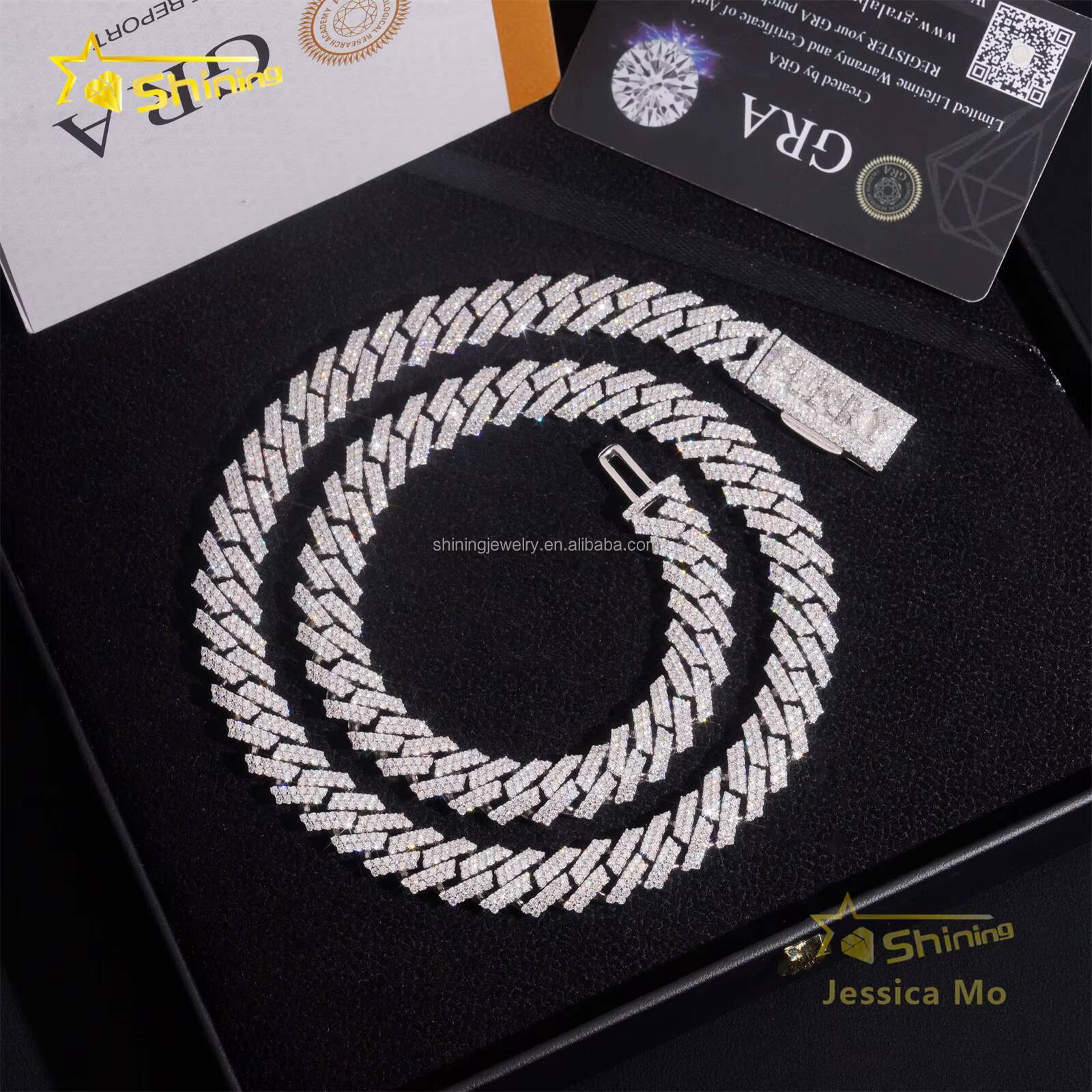 Personalized Custom Name Lock GRA Certificate 12mm Two Rows Iced Out Moissanite S925 Sterling Silver Hip Hop Miami Cuban Chain