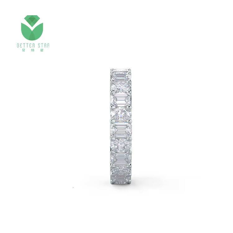 Luxurious Pave Lab Grown Diamond White Gold Ring IGI Certified Oval Emerald Shape Lab Created Diamond Wedding Ring Fine Jewelry