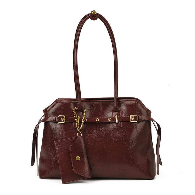 Free shipping designer bag Autumn and Winter Oil Wax Leather Handheld Briefcase for Women New Large Capacity Commuter Shoulder Bag Crossbody Tote Bag