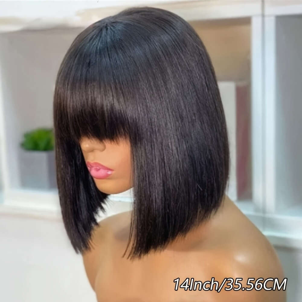 150% Density Scalp Raw Wig - Glueless HD Front Bob Cut With Bangs, 2X4 Lace For & All Ethnicities, Natural Looking Short Replacement, No Glue Needed S