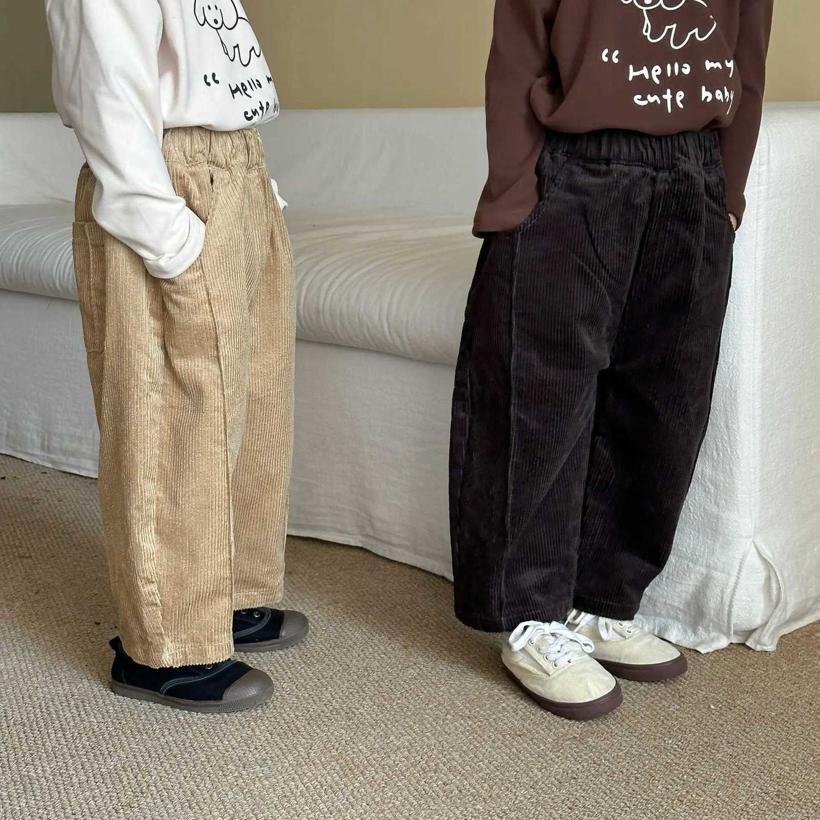 Children Corduroy Pants Boys Autumn and Winter Loose 2025 New Spring and Autumn Baby Casual Girls Wide Leg PantsT251027