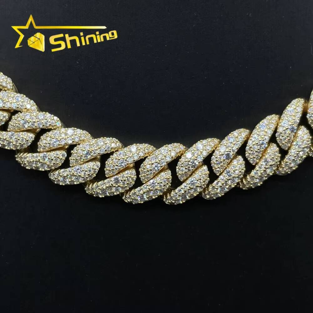 Pass Diamond Tester Hip Hop Jewelry 12mm Solid 925 Silver Box Clasp Mosaic Setting Iced Out Men VVS Moissanite Cuban Bracelet