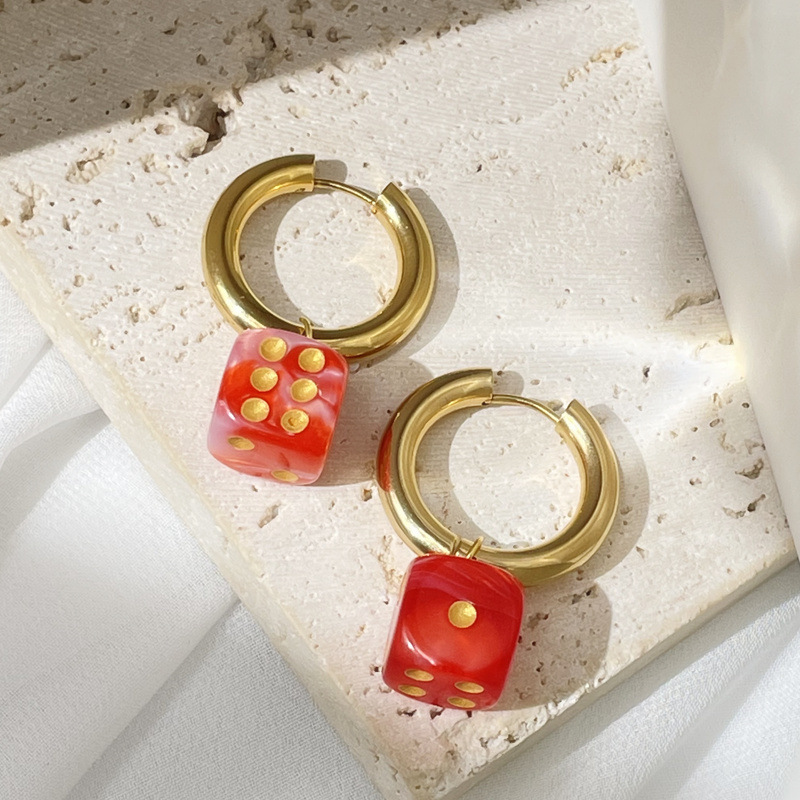 Designer earrings Trendy fun transparent dice shaped earrings personalized fashionable earrings for women free shipping luxury earrings birthday gift