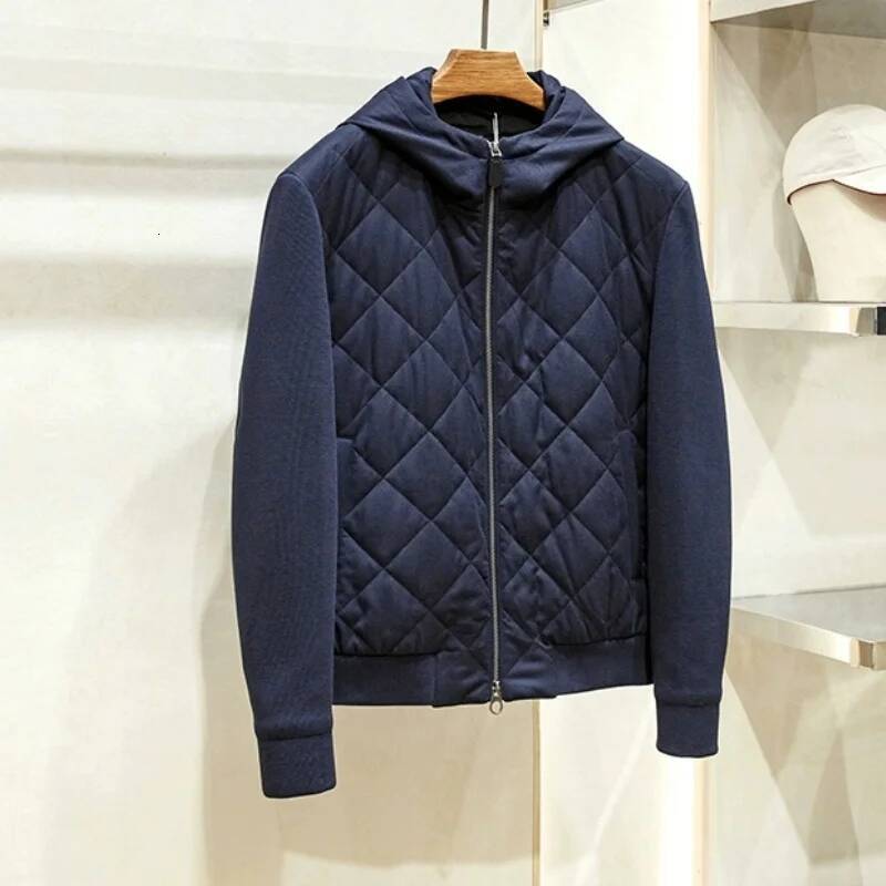 High-Efficiency Fleece Old Money Wind-Resistant Fall-Winter Men's Knitted Warm Cotton Coat, Dia-Shaped Outerwear