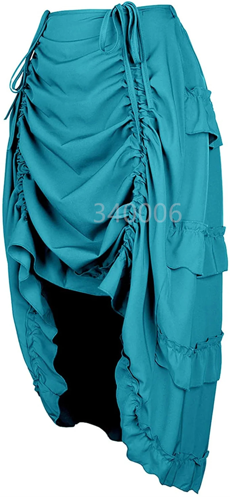 Steampunk Women Skirts Gothic Irregular Shirring Pleated Party Maxi Long Skirt High Low Costumes Punk Sexy Corset Plus Size Red 251027