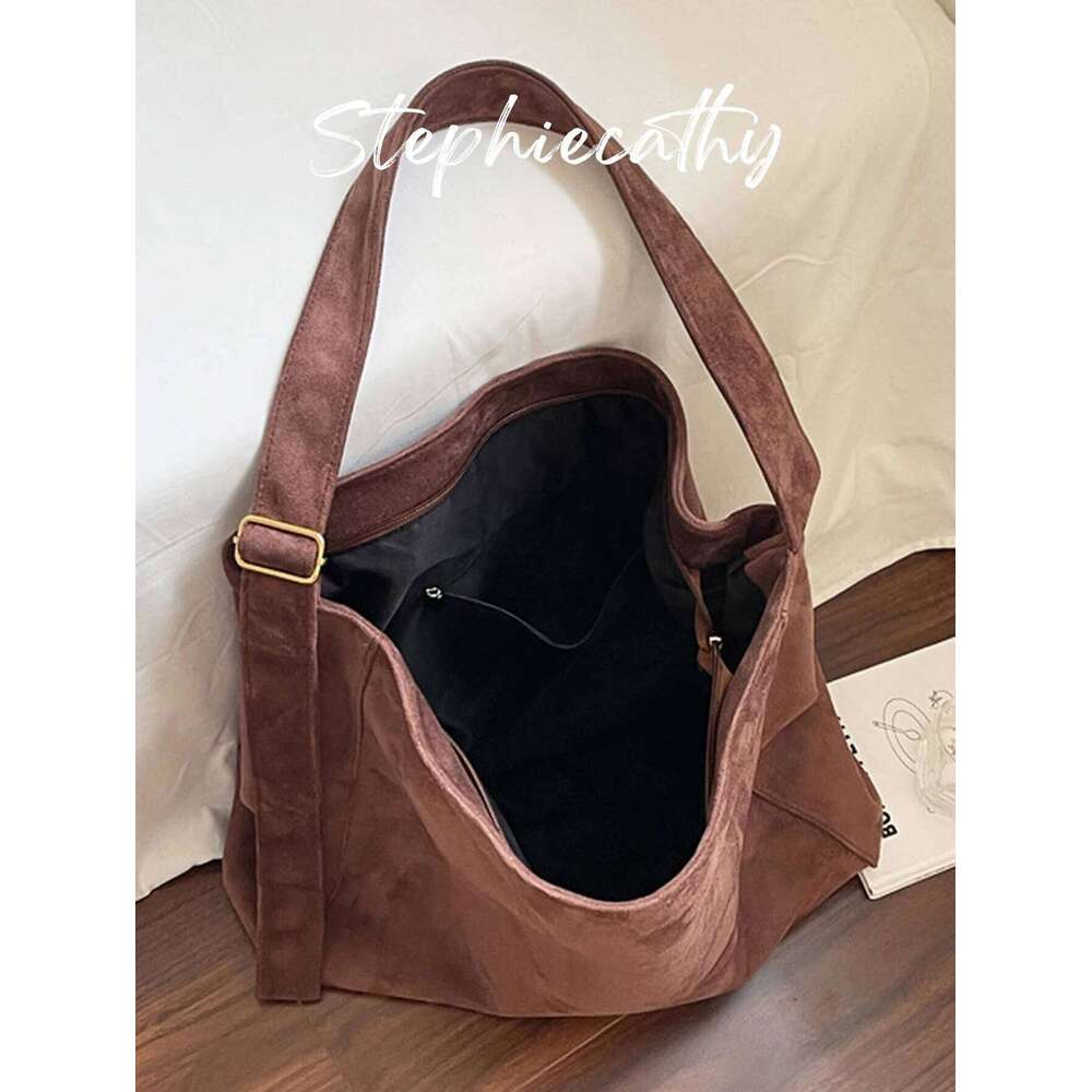 Designer Luxury SC Slouchy Maillard Color Faux Suede Fabric Zip Closure Large Capacity Adjustable Single Strap Hobo Shoulder Bag For Women Daily