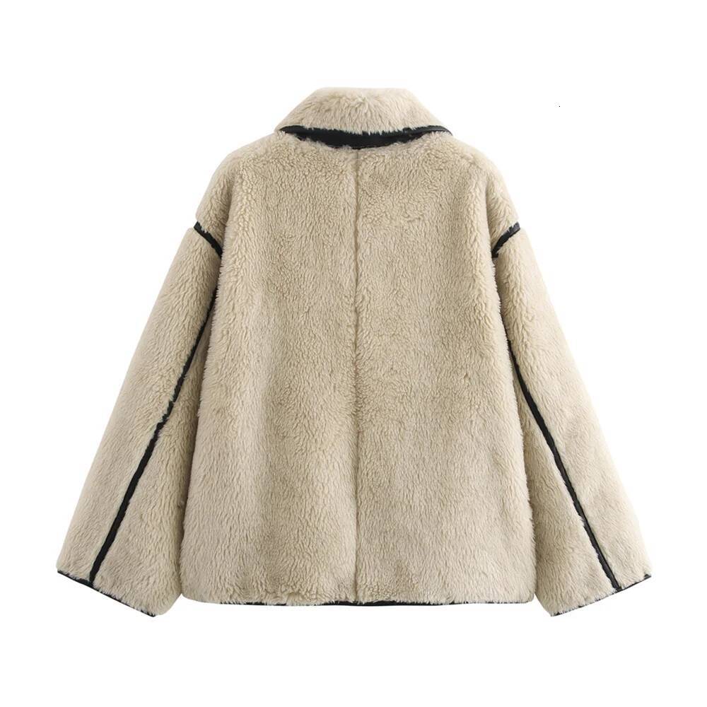 winter jacket women Women's Big Collar Fur Integrated Plush Coat Autumn/Winter New Solid Color Long Sleeve Warm Jacket