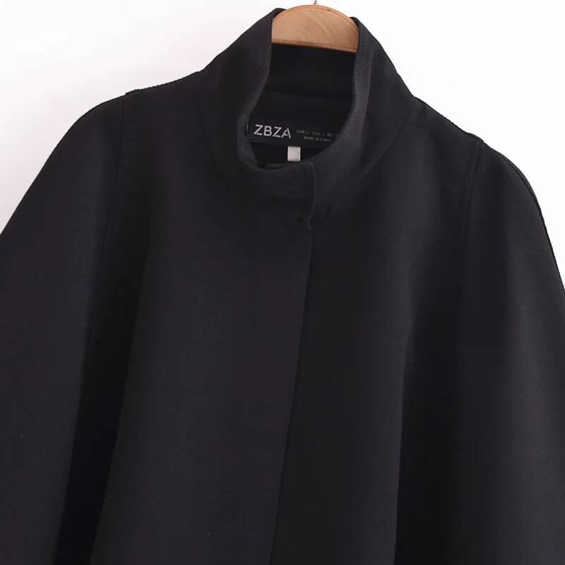 winter jacket women HXAO Black Cropped Cape Women's Autumn Winter Oversized Long Sleeve Short Cloak Outerwear Fashion Casual Elegant Coat