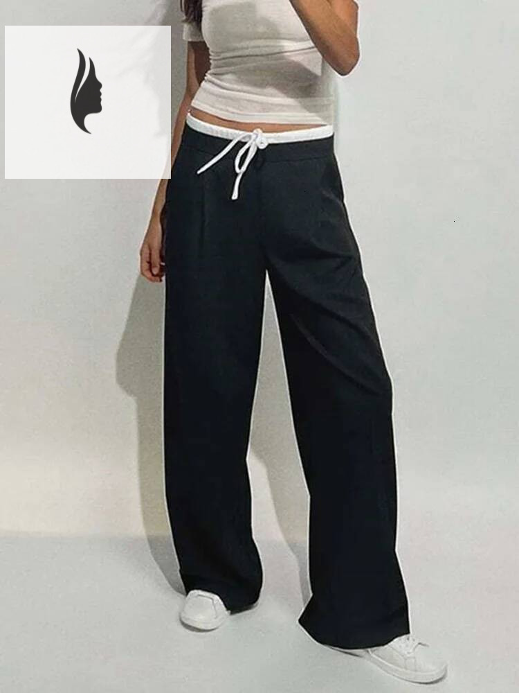 winter jacket women SIYANG 2024 Women Fashion Vintage Solid Straight Side Zipper Drawstring Casual Trousers Spring New Female Wide Leg Pants