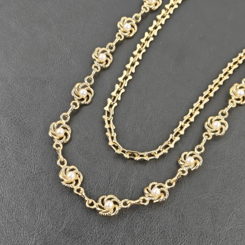 Original Golden Rose Pearl Ladies Pants Chain Bilayer Packet Chain Fashion Female Ones Waist Accessories Jewelry 251024