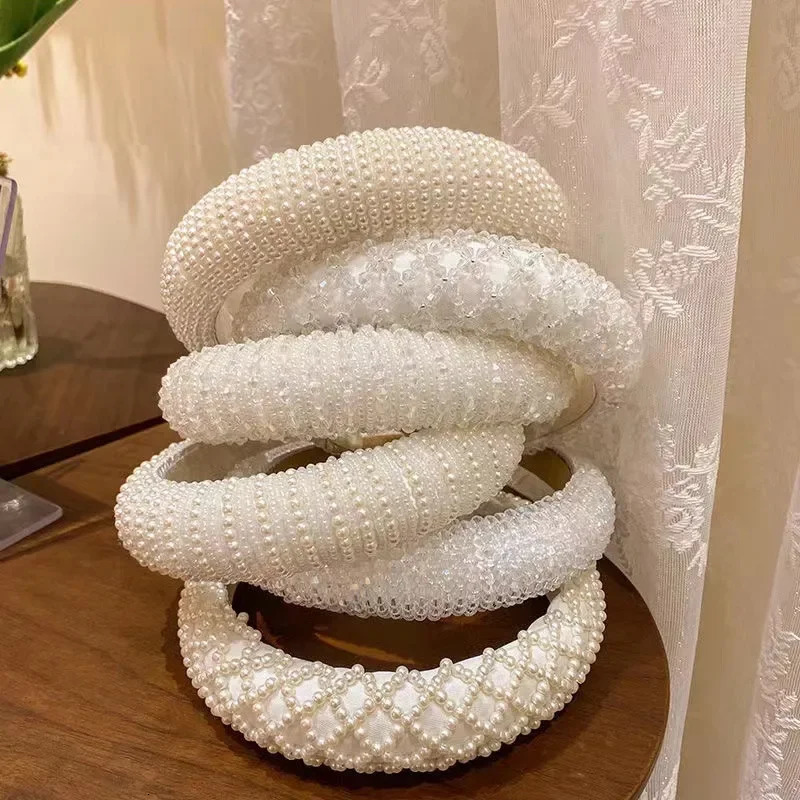 65 Styles Jeweled Pearl Headband Baroque Rhinestone Hairbands For Women Crystal Hairband Headwear White Hair Accessories 251023