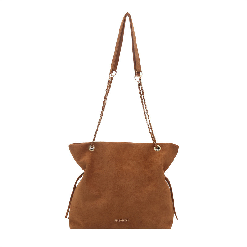 Winter new fashionable and elegant niche design handbag, matte suede retro luxury style women's shoulder bag, trendy designer bag