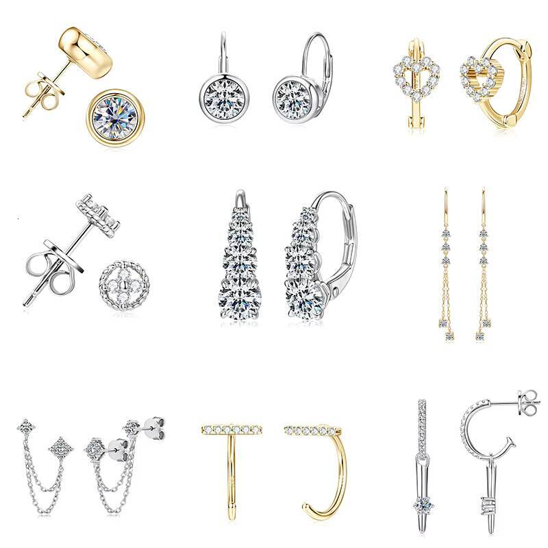 Moissanite Stud Earrings 925 Sterling Silver 3mm 01 CT Moissanite Fashion CShaped Stud Earrings for Women