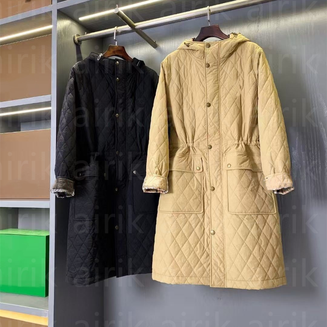 Quilted Coat Winter Jacket Women hooded Collar Jackets for Women Elegance Office Lady Single-breasted Warmth Streetwear Jackets Sleeve Budge Bomber