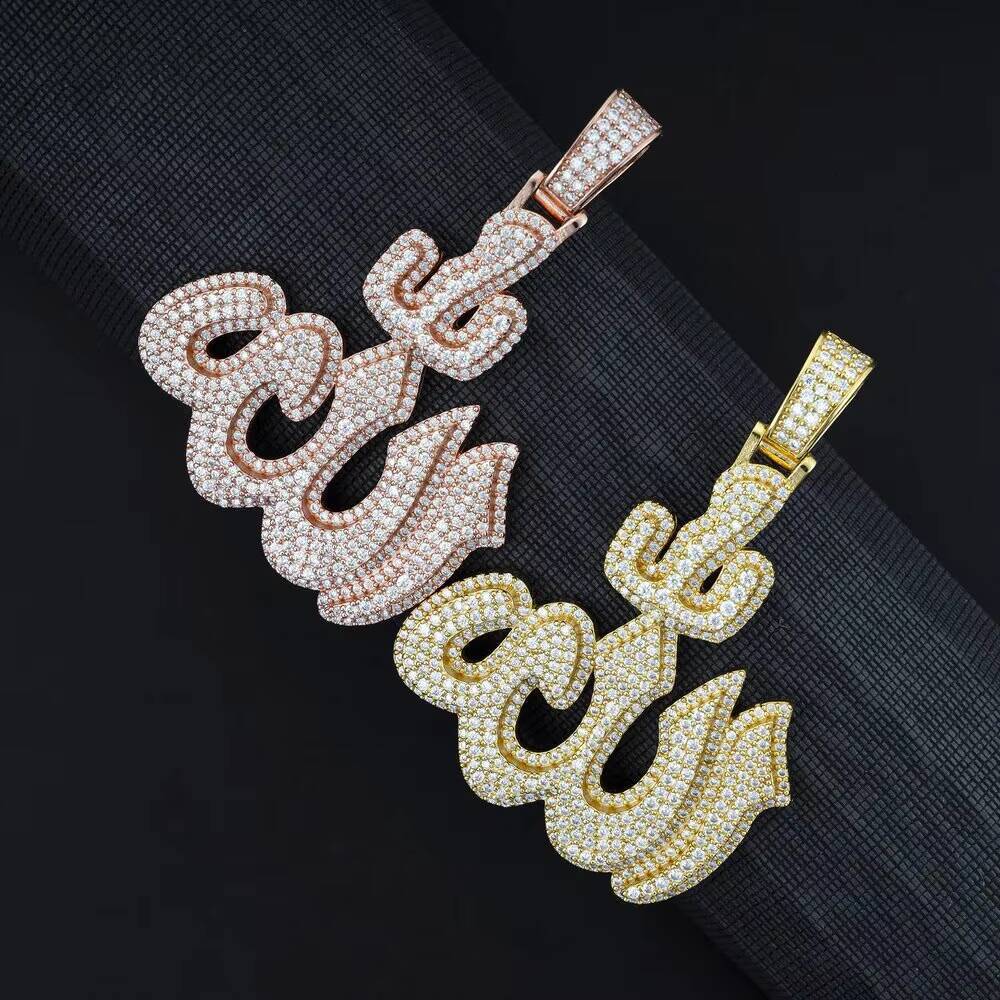 Iced Out Muslims Allah Pendant 925 Silver Allah Letter Charm Women Men High Quality Hip Hop Style Moissanite Necklace Pendant