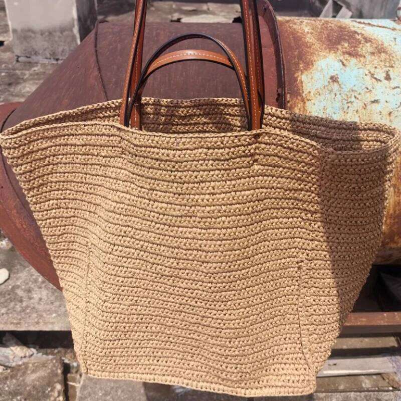 Large Capacity Straw Tote Designer Women Handbags Handmade Woven Summer Beach Bag Big Shopper Purses