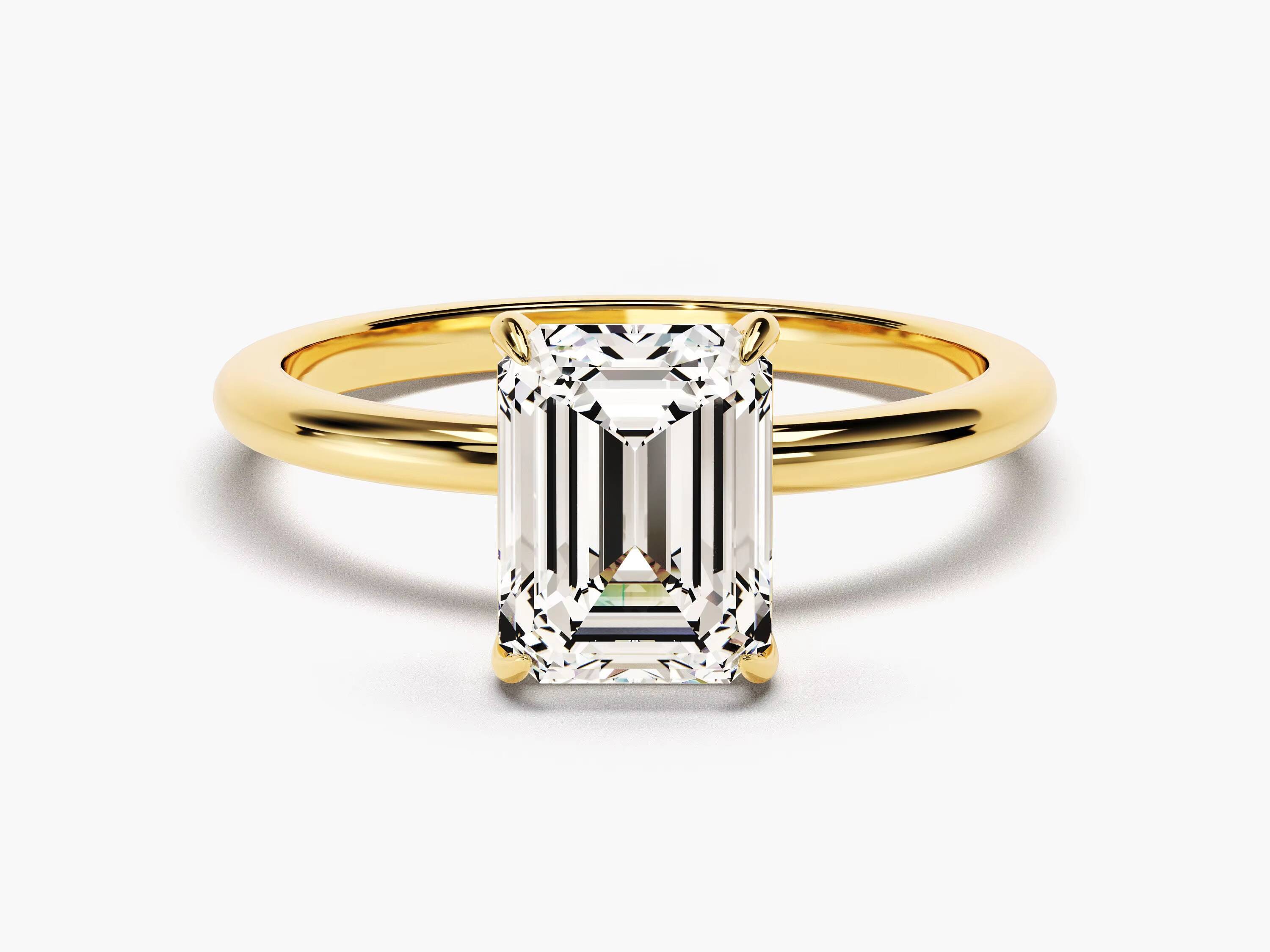 15 CT Emerald Cut Diamond Engagement Ring 14k 18k Gold Dainty Engagement Ring 4 Prong Solitaire Diamond Ring