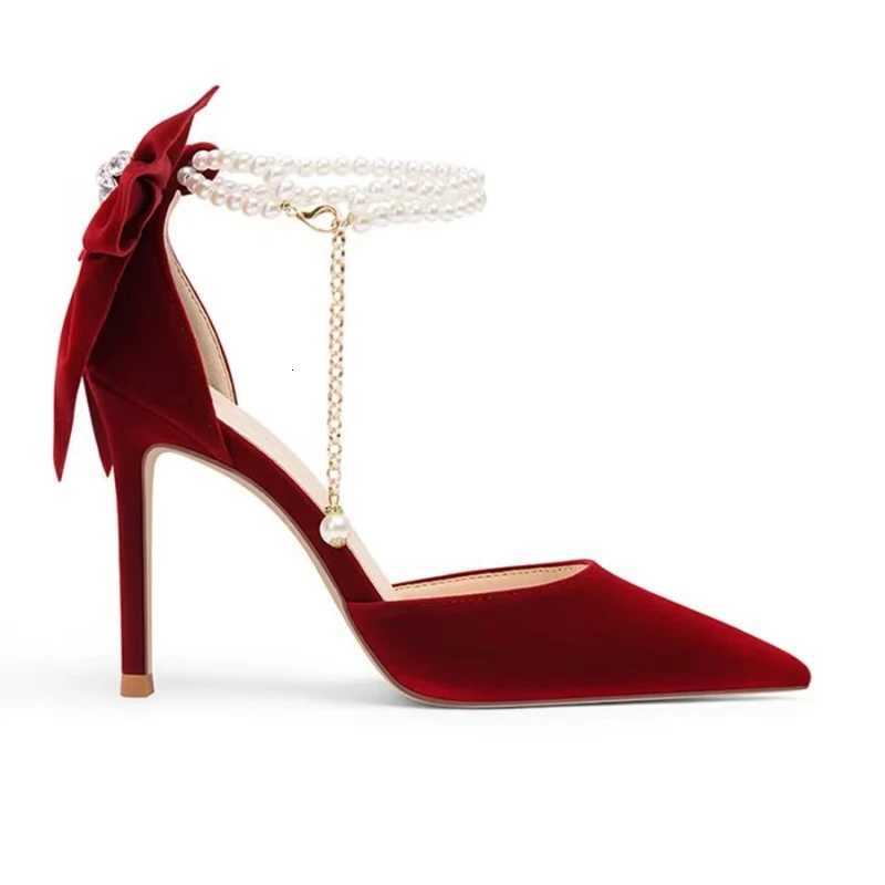 New Women Pumps 2025 Thin Heel Hollow Sandals Pearl Butterfly Pointed Toe High Heels Women Luxury Elegant Wedding Shoes BrideXJ251027