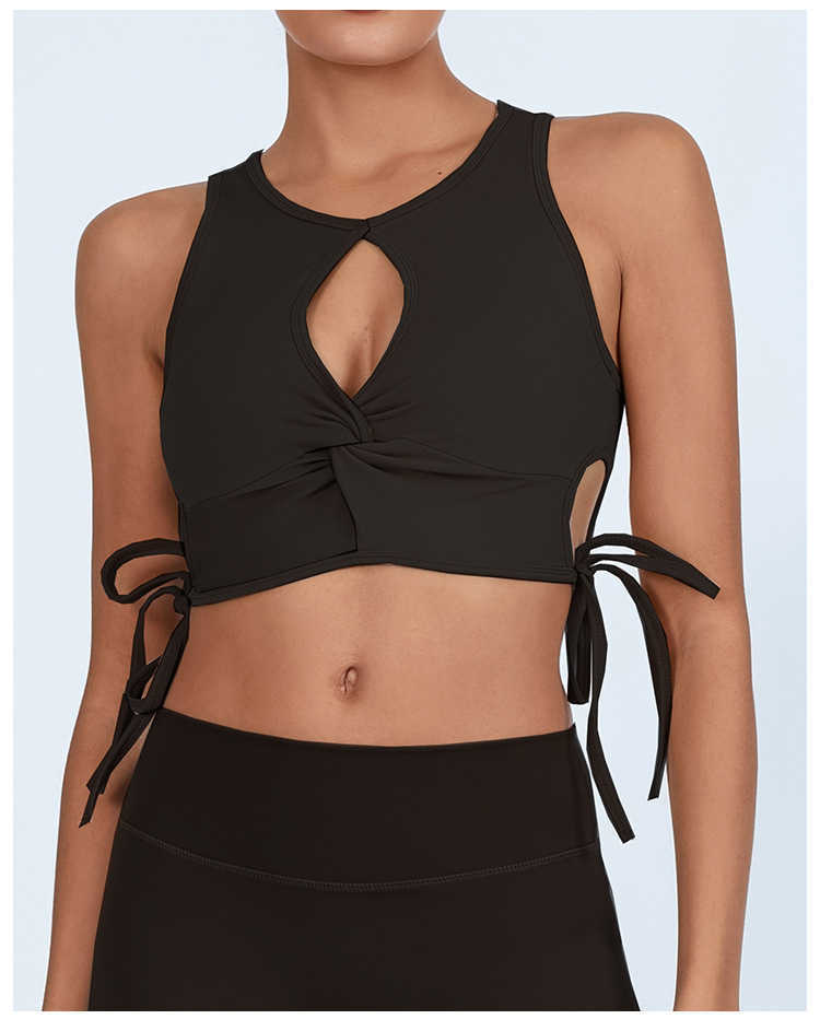 Exercise fitness top for women with chest pad, cross-over thin straps, cup-shaped chest pad, yoga-style, high elasticity, quick-drying, sports bra Z25