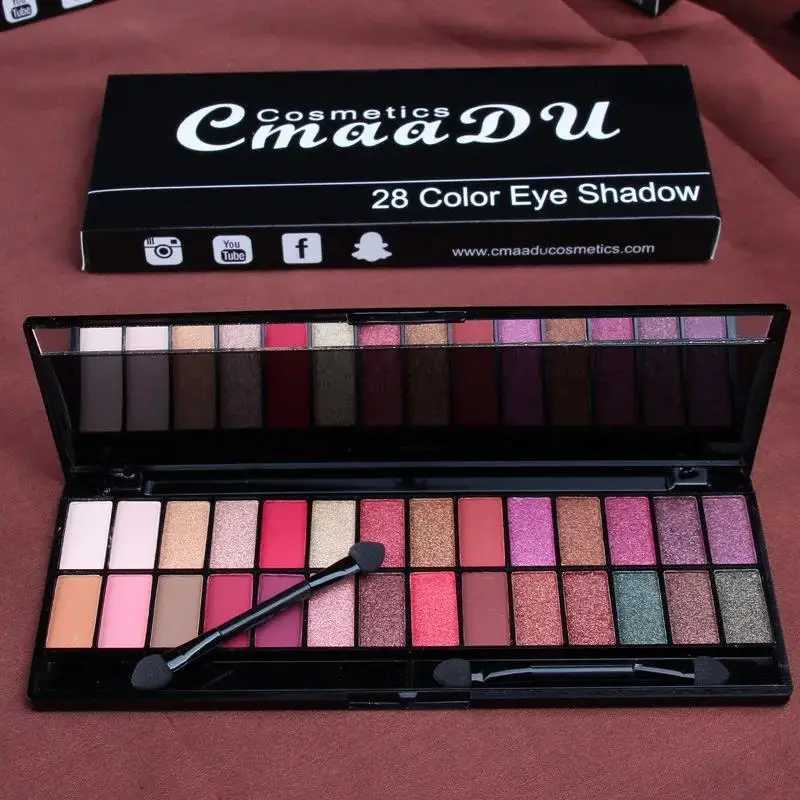 Matte Shimmer Eyeshadow Palette 28 Colors Waterproof Long Lasting Professional Makeup Kit With Dual Ended BrushXJ251027