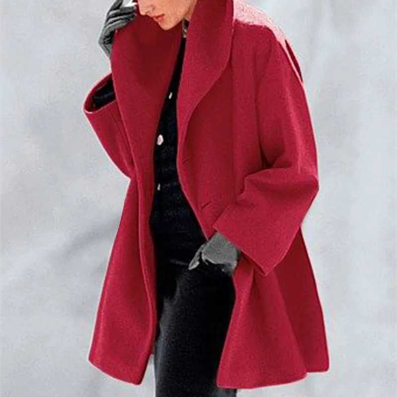 Fashionable AutumnWinter Womens Woolen Overcoat LooseFit Hooded Multicolor Round Neck Coat Color Block M251027