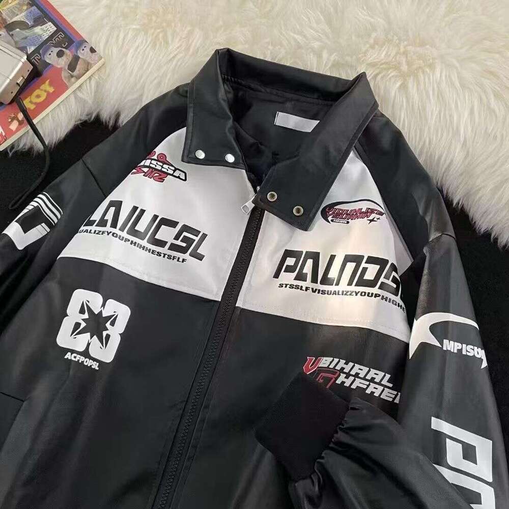 American Style Motorcycle Racing Suit for Men Winter High-end Cool Baseball Riding PU Leather Jacket