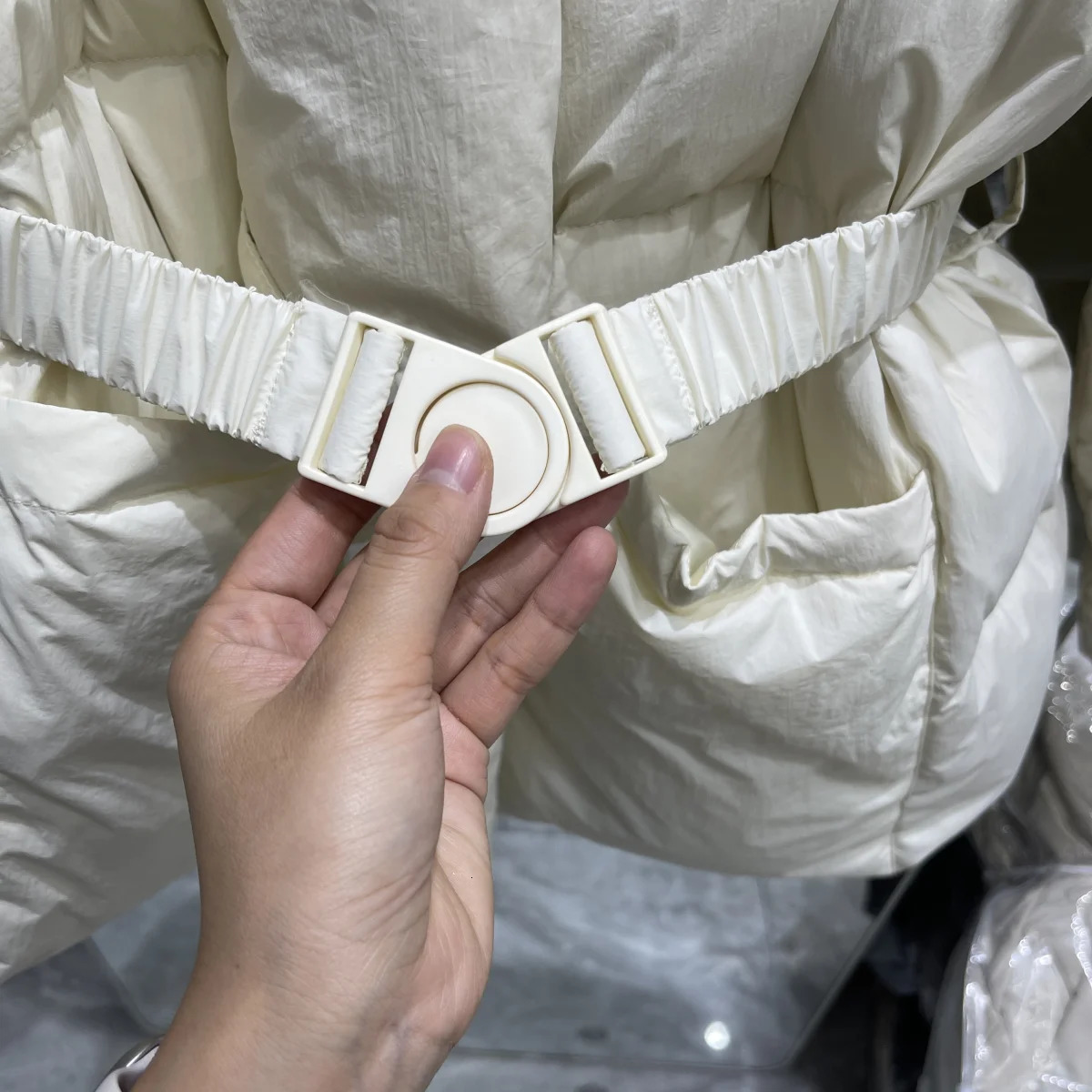 Gagarich Winter Jacket Women Medium To Long Vneck Waist Belt Shows Thinning Loose Unique n Parkas 251027