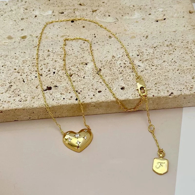 Simple Metal Golden Color Heart Pendant Necklace For Women Fashion Jewelry 251023