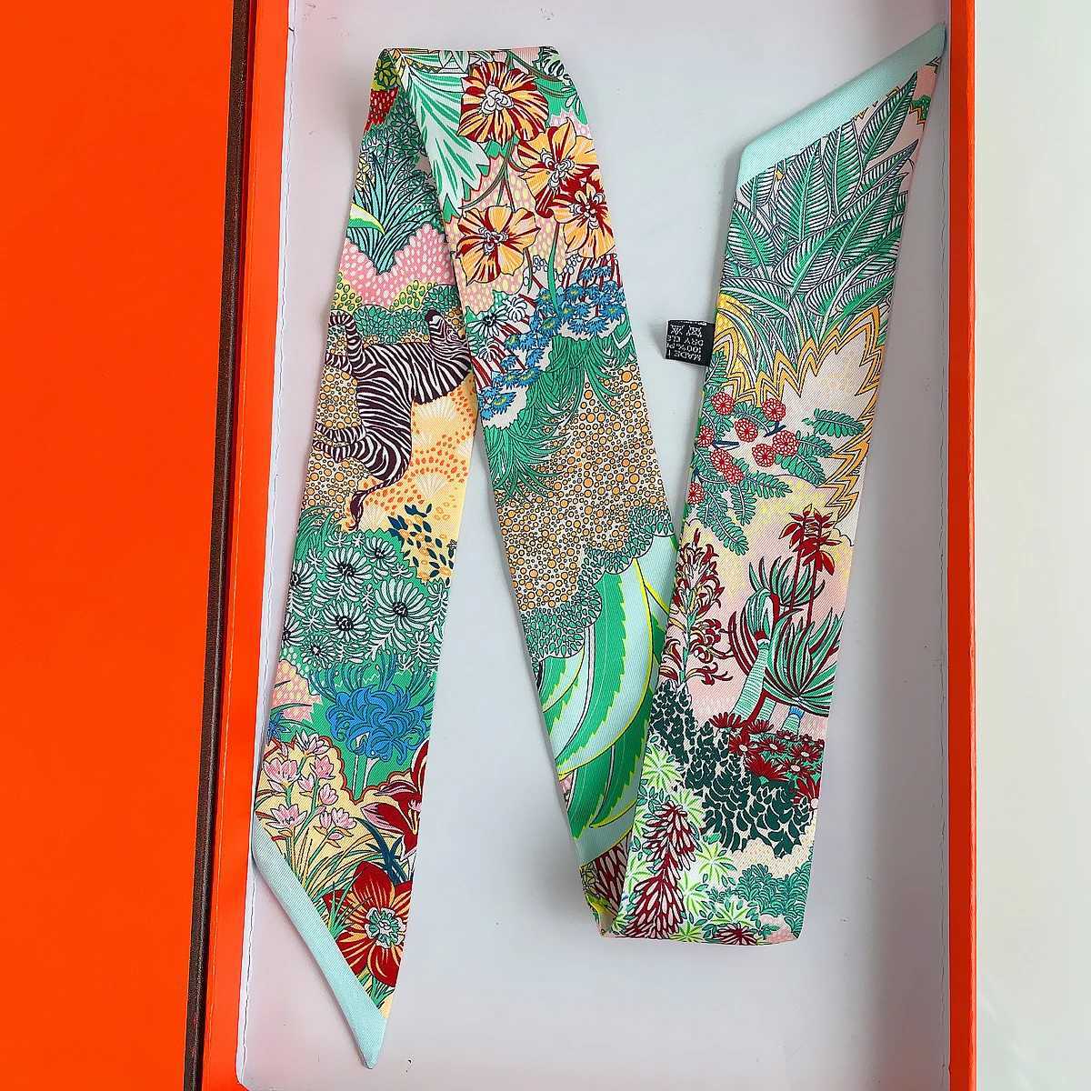 2024 Brand Design Zebra In Flowers Wen Scarf Luxury Silk Scarf Fashion Hair band Foard Skinny Bag Scarves NeckerchiW251027