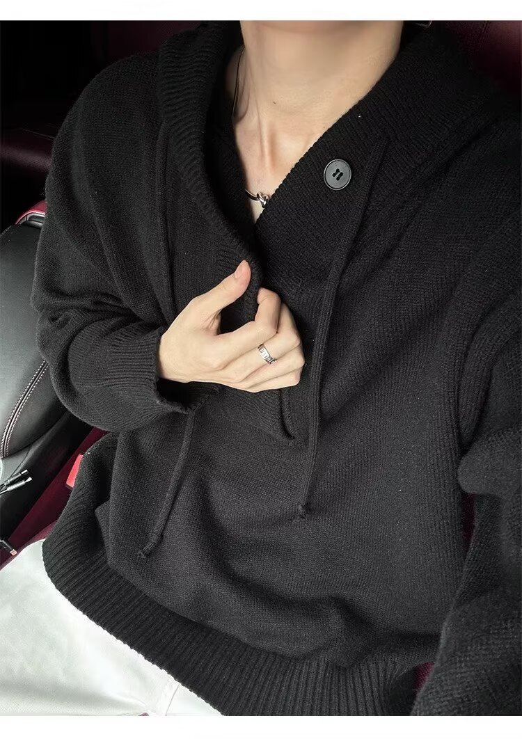 Gray Designer Sweater Pullover Sweater For Men Autumn And Winter New Style Lazy And High-end Feel Hooded Knitted Sweater Versatile Half Cardigan Sweat