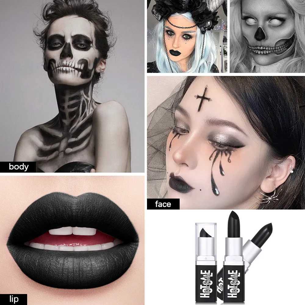 Black Lipstick Matte Lipsticks Waterproof Blue Vampire Color Holloween Party Makeup Maquillaje Lip Pencil Retro Dark Color W251027