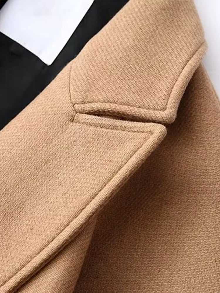 Classic highend doublefaced cashmere coat mediumlength simple and elegant commuting belt woolen coat for women M251027