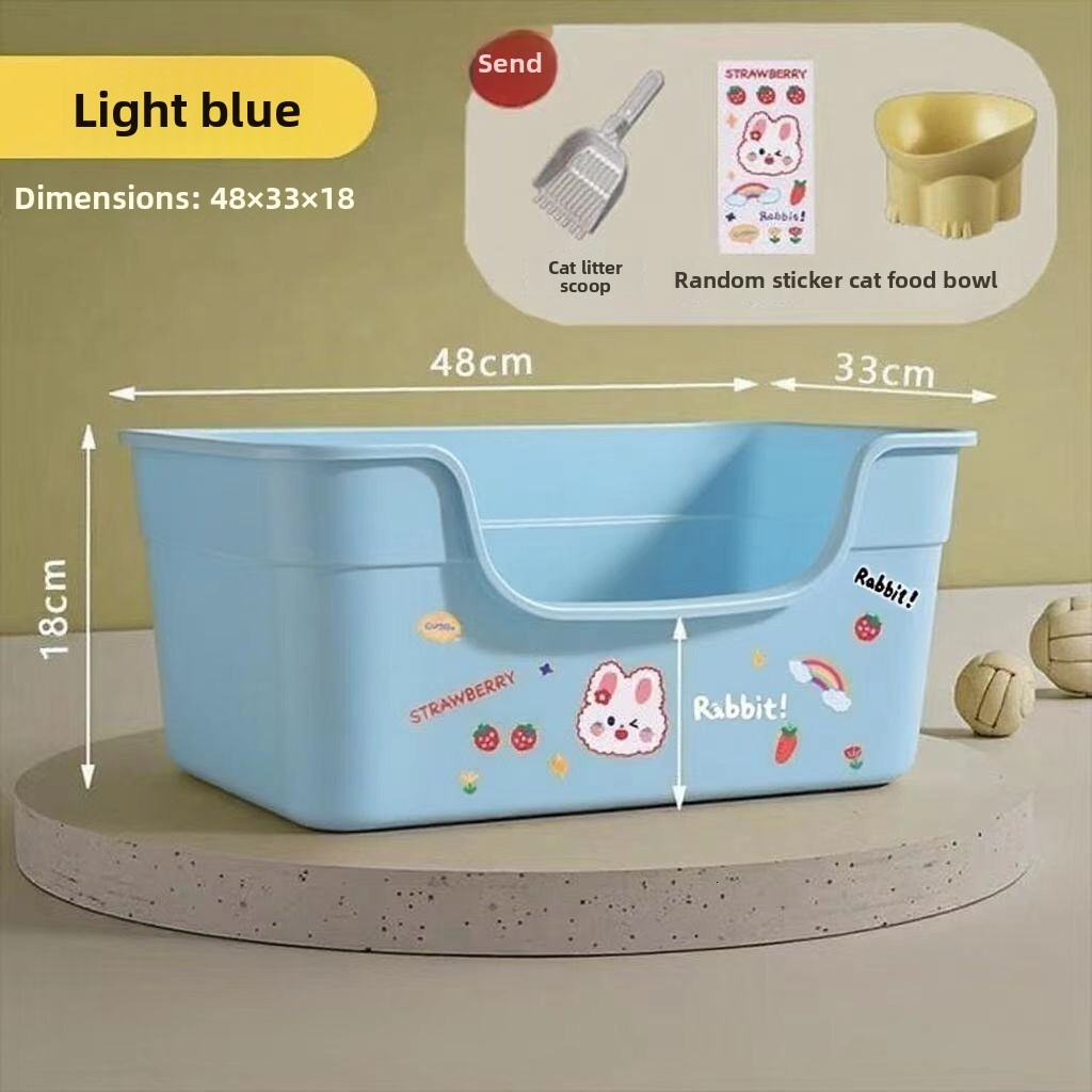 Huge Extra Large Anti-Splash Elevated Semi-Enclosed Open Container Cat Litter Box for Maine Coon Cats Supplies