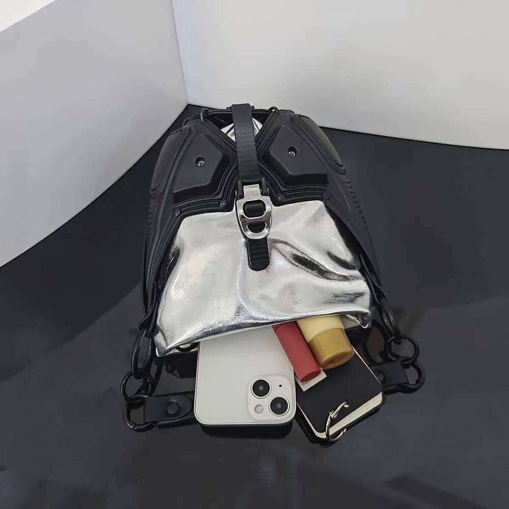 2025 Spring New Unique Personalized Crossbody Sling Sier/Black Purse Bucket Handbag Y2k Style Cool Girl Bag
