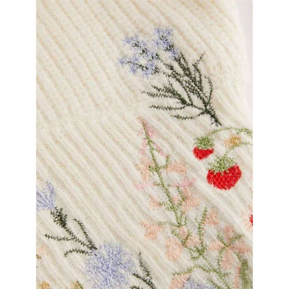 Casual Floral Embroidery Lantern Long Sleeve For Women Autumn Winter Elegant Mock Neck Cropped Knit Sweater Pullover Top Women Sweater Designer Sweate