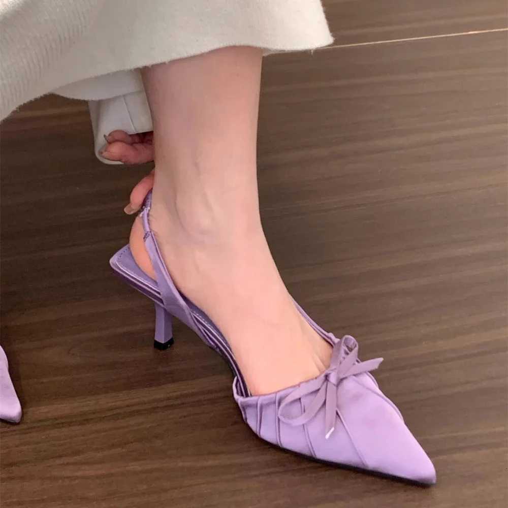 Summer New Fi After The Ring Belt Sexy Banquet Bow Womens Shoes Pointy Comfortable Solid Color Elegant High Heel SandalsXJ251027