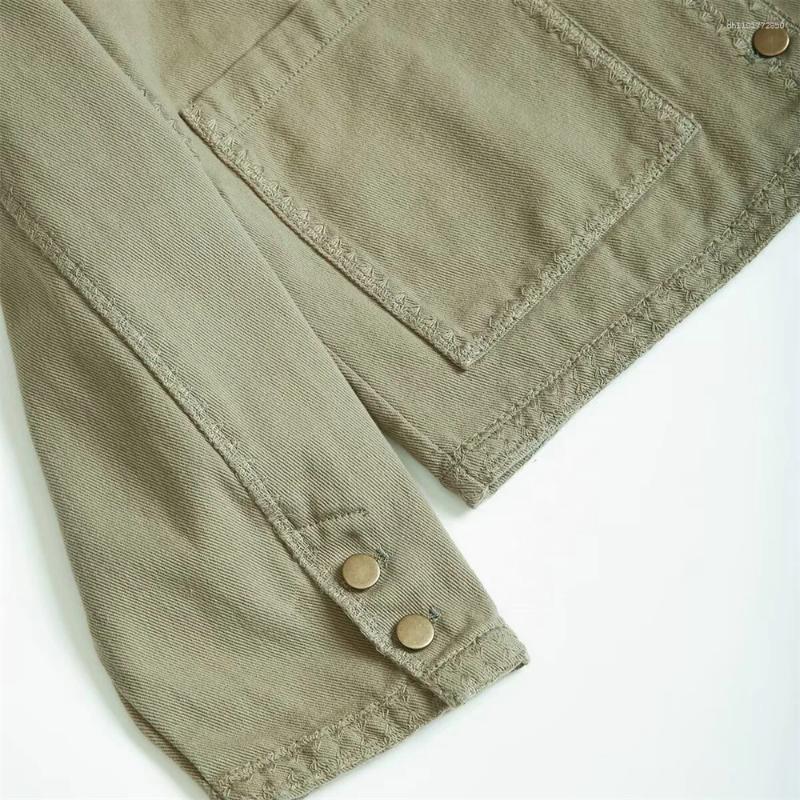 Women's Jackets Autumn Collection European And American Style Retro Premium Denim Collar Long Sleeve Embroidered Top Coat